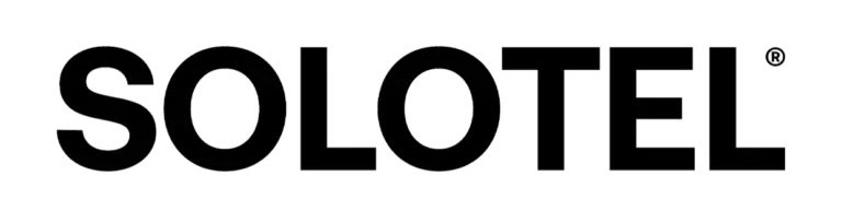 Solotel registered trademark logo featuring the word "SOLOTEL" in large, bold black uppercase sans-serif lettering with a registered trademark symbol, on a white background.